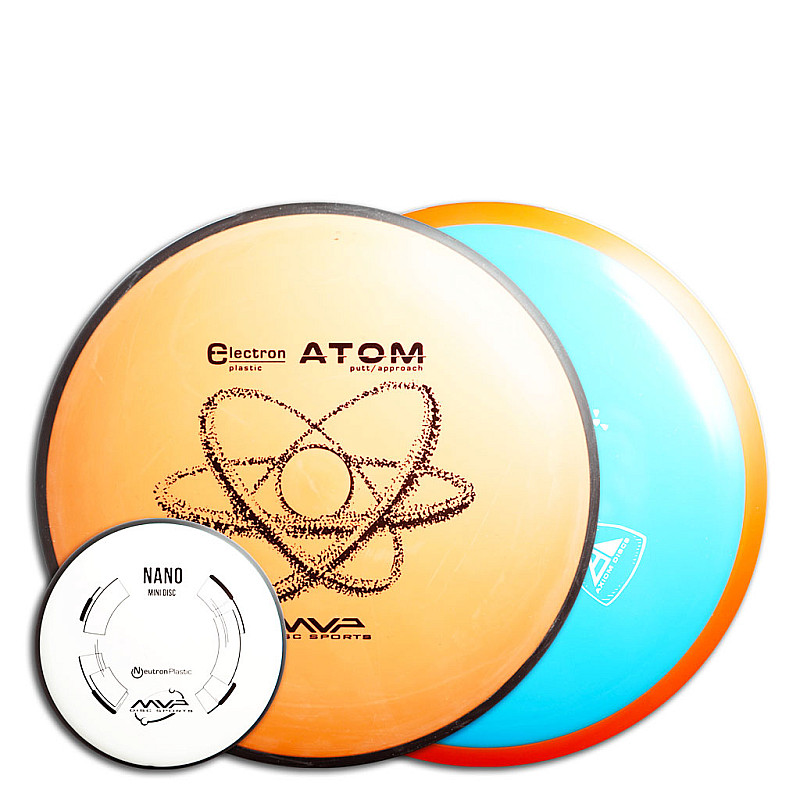 Startovací discgolfová sada od MVP či Axiom Discs (putter, driver, marker)